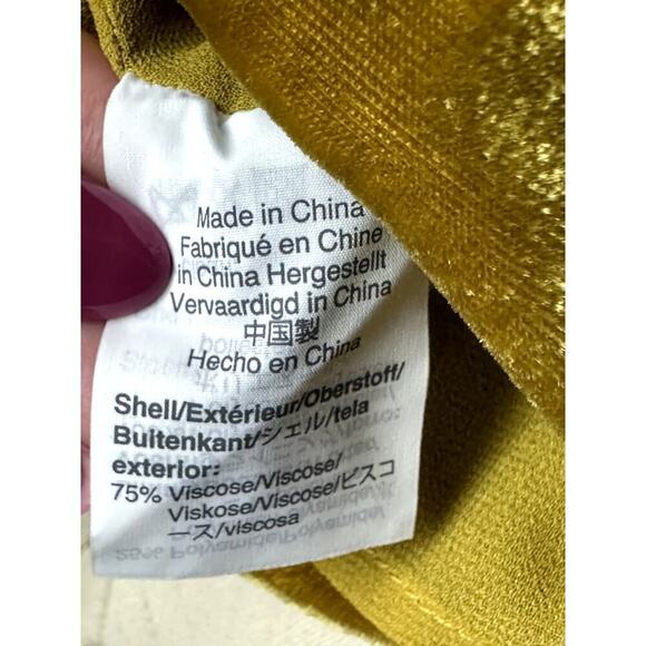 J. Crew Mustard Yellow Velvet V-Neck Blouse Top Women's Size 4 - Picture 6 of 8